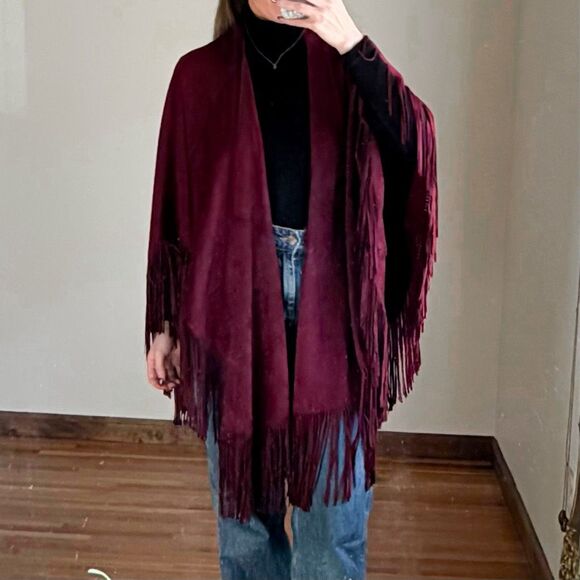 New Alberto Malaki Western Suede Fringe Cape One Size - Picture 1 of 10